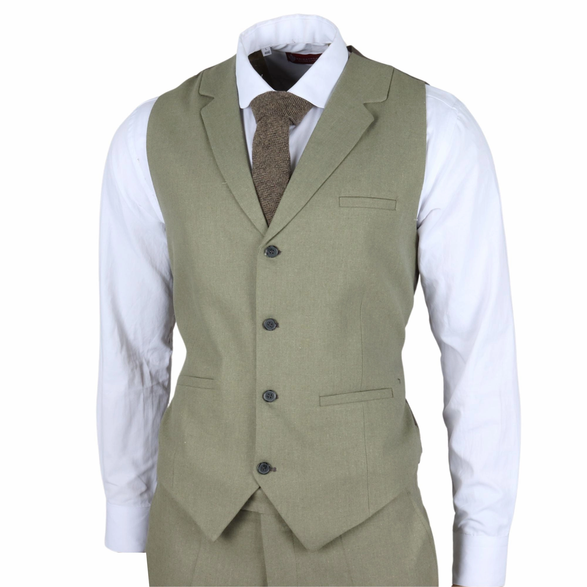 Men's Sage Tailor Fit3 Piece Linen Summer Wedding Suit