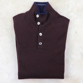 Men's Scirocco Tricolor Half Button Cashmere Sweater In Amarone turtleneck sweaters sale