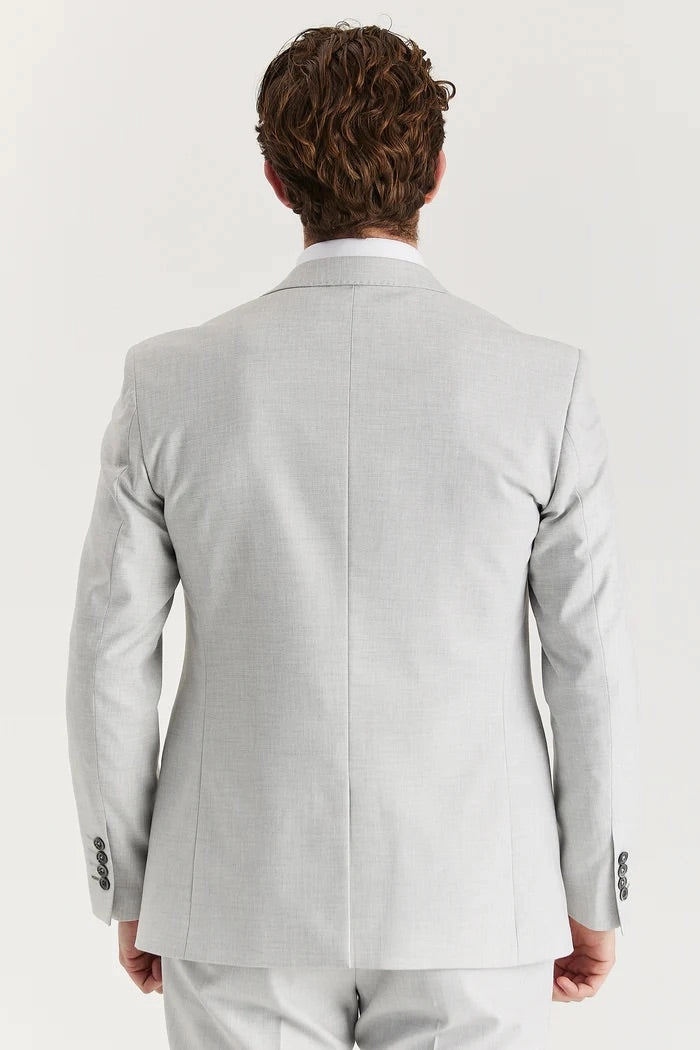 Men's Silver Lightweight Summer Wedding Party 3 Piece Suit