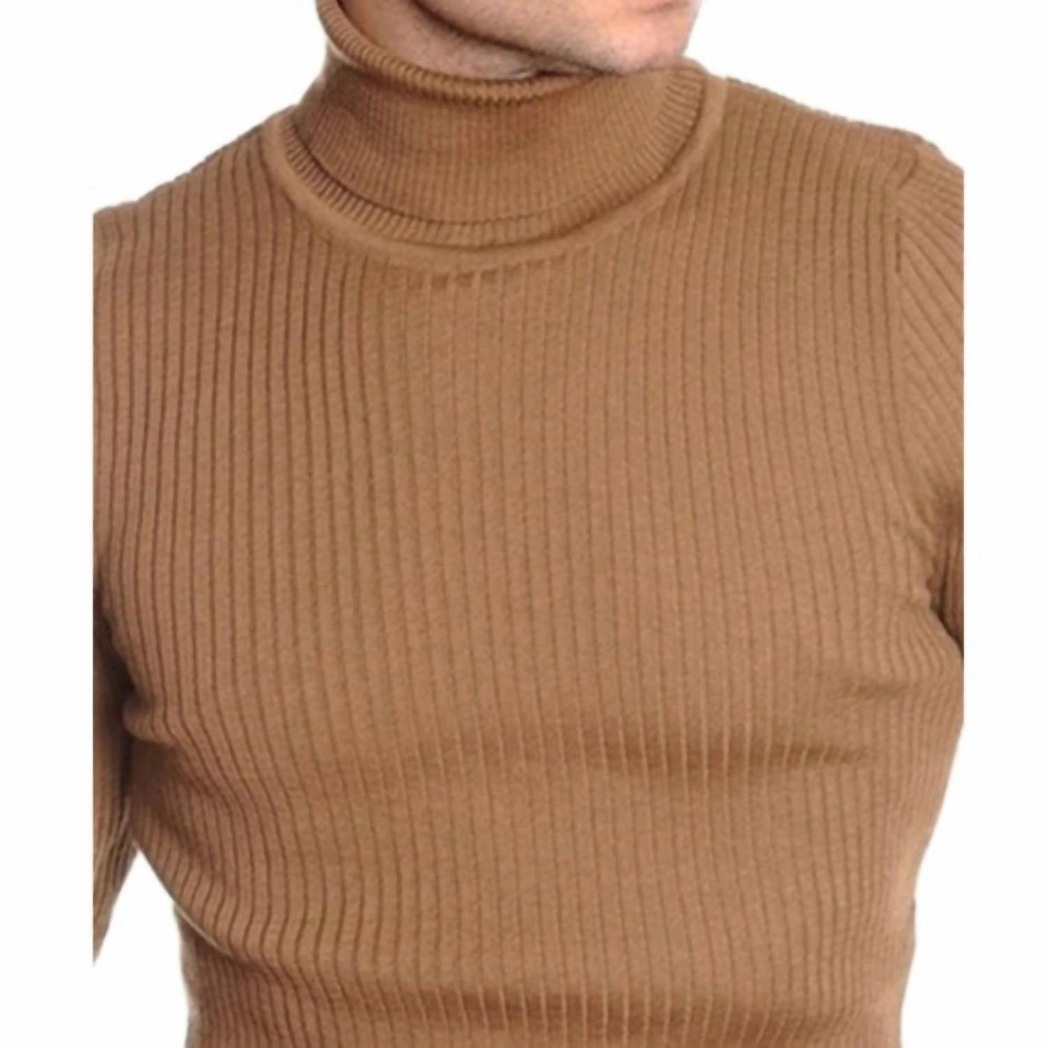 Men's Turtleneck Sweater In Camel