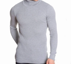 Men's Turtleneck Sweater In Grey knit sweaters cheap