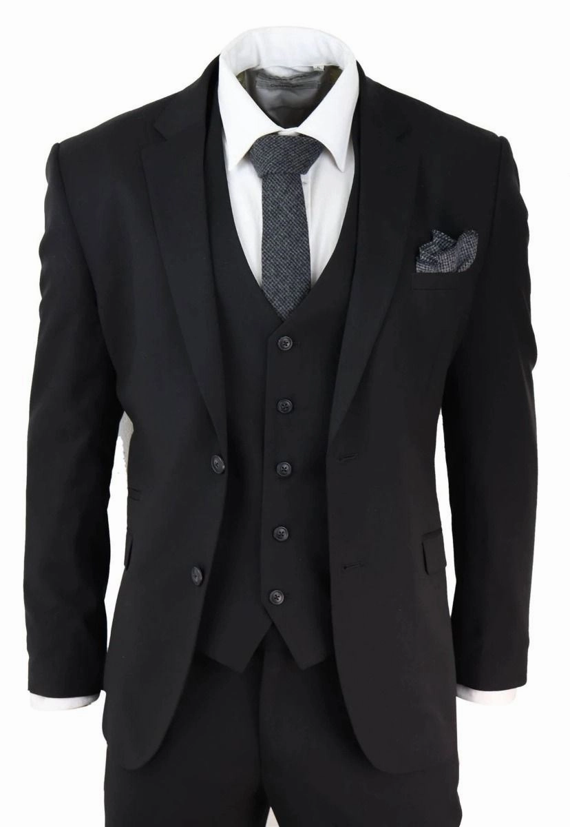 Mens 3 Piece Grey With Blue Check Tweed Vintage Classic Suit