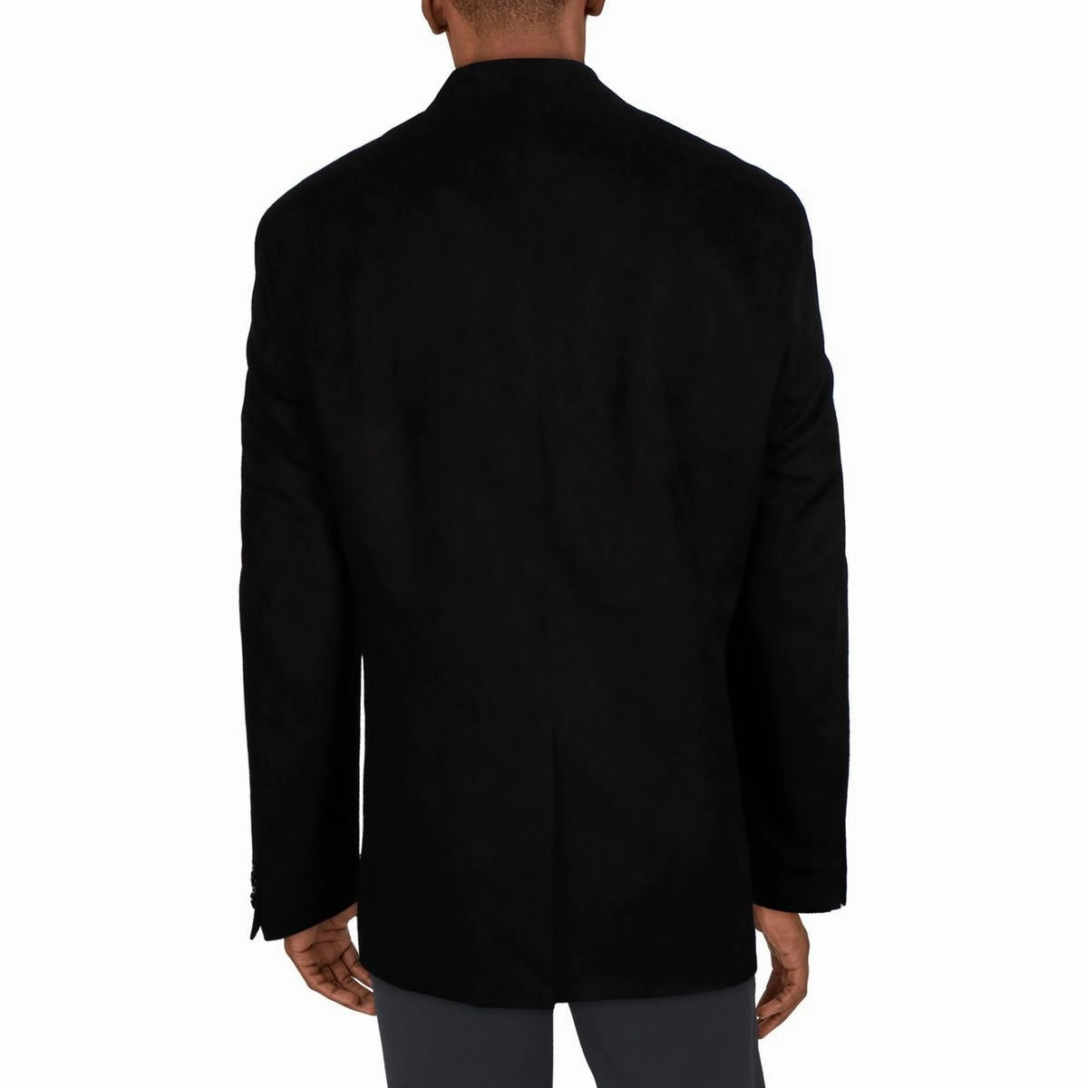 Mens Collar Faux Suede Two-Button Blazer