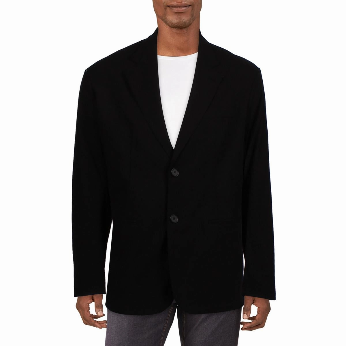 Mens Collar Polyester Two-Button Blazer