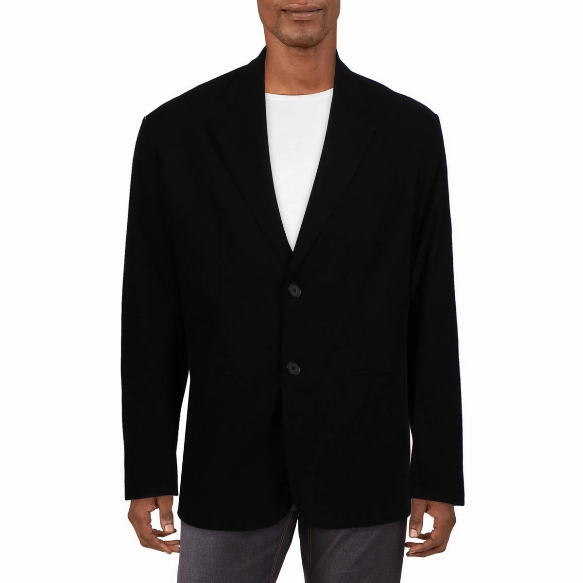Mens Collar Polyester Two-Button Blazer