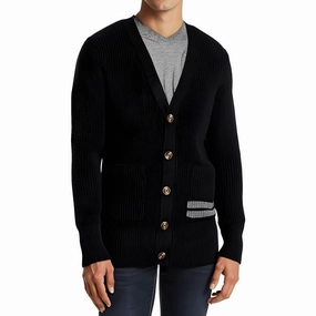 Mens Contrast Trim Ribbed Knit Cardigan Sweater knit sweaters cheap