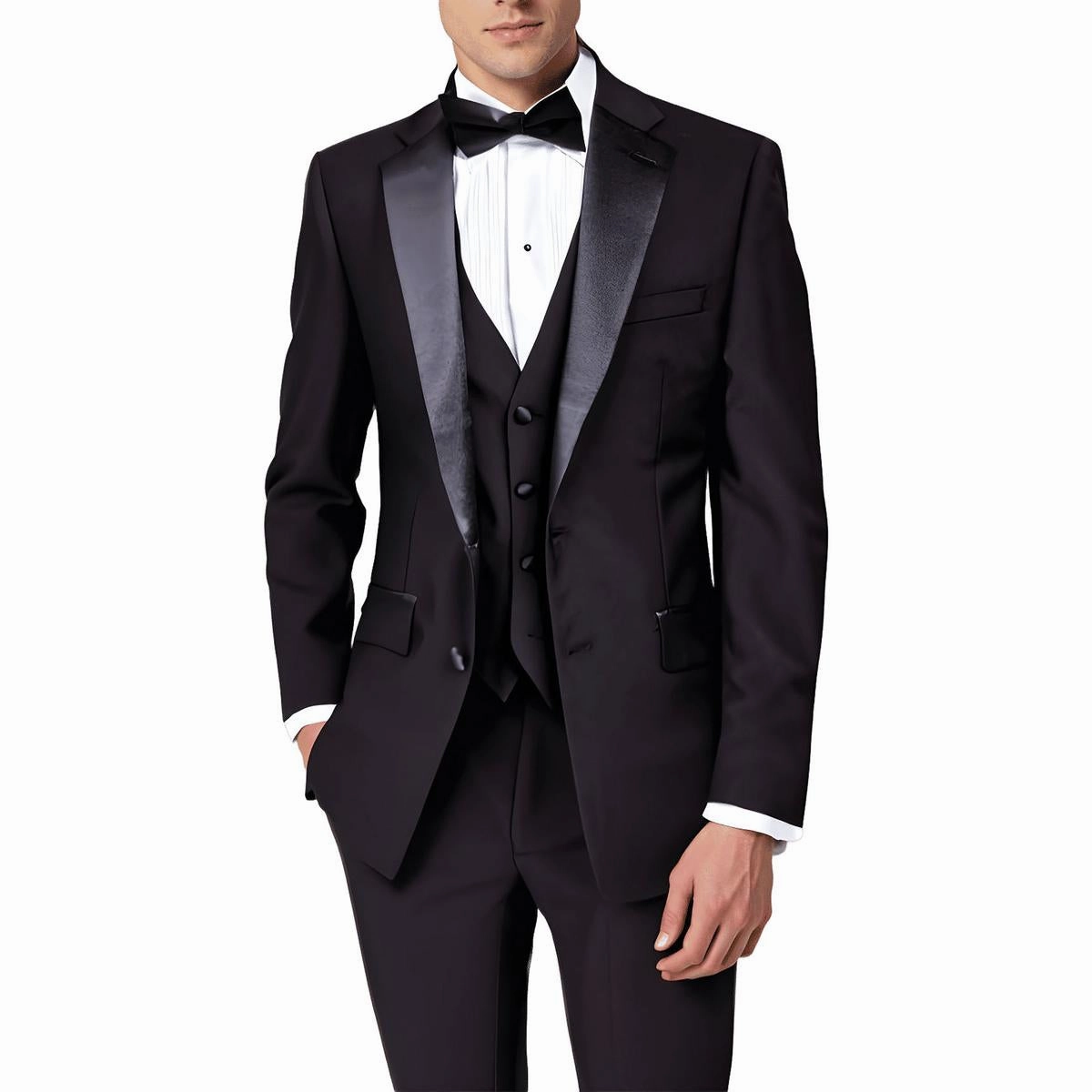 Mens Contrast Trim Wool Two-Button Blazer