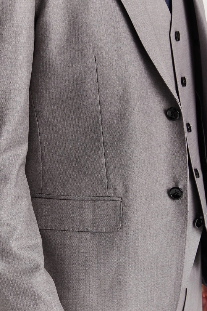 Mens Grey Tailored Suit Blazer Formal Jacket