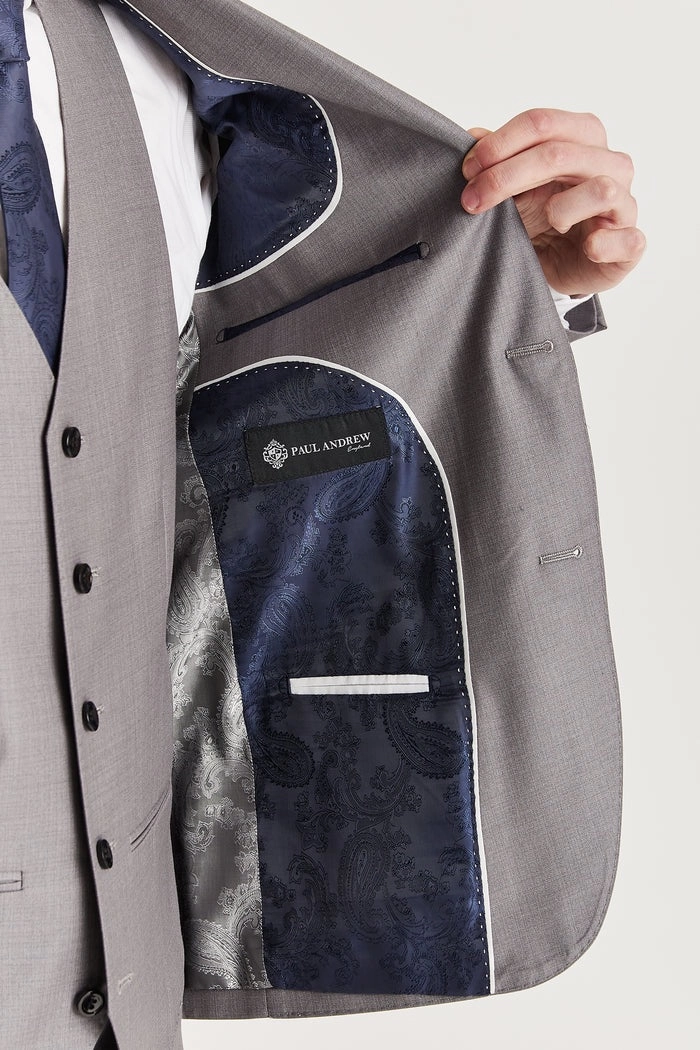 Mens Grey Tailored Suit Blazer Formal Jacket