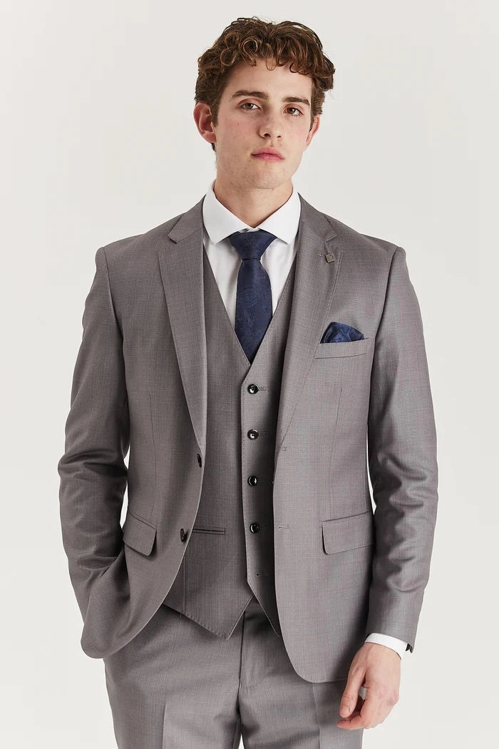 Mens Grey Tailored Suit Blazer Formal Jacket