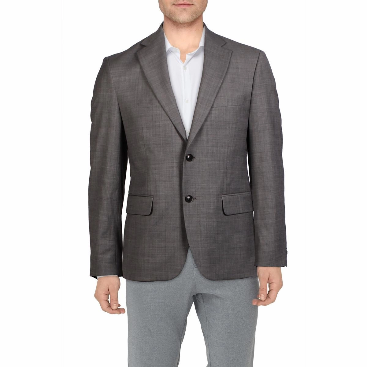 Mens Heathered Wool Two-Button Blazer