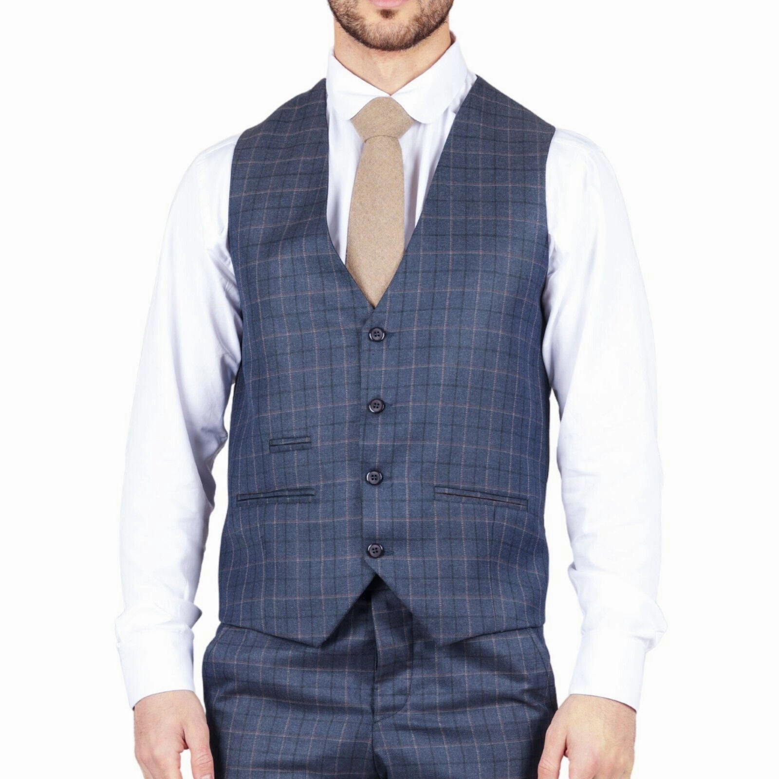 Mens IM2 Classic Plain Blue 3 Piece Suit