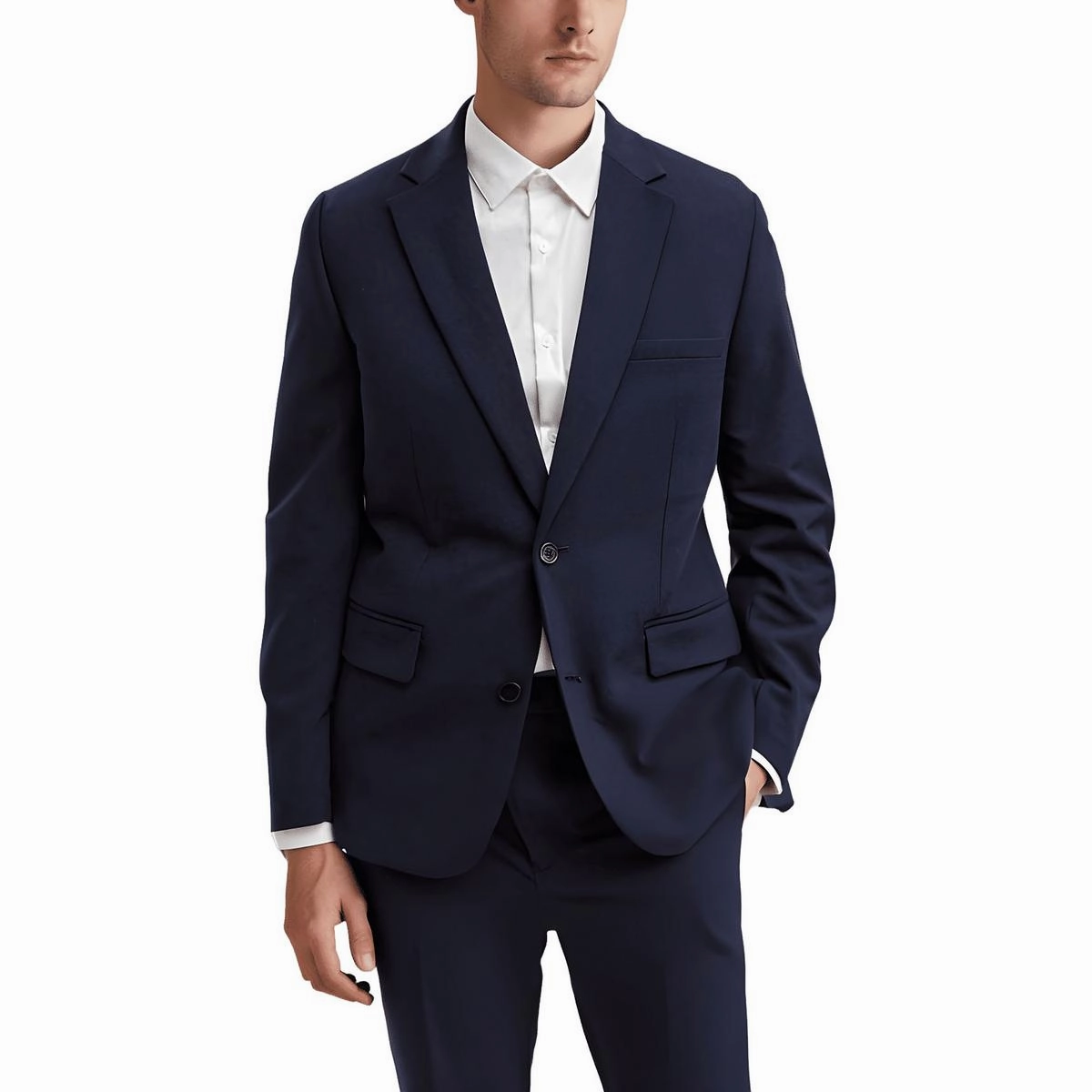 Mens Lined Polyester Two-Button Blazer