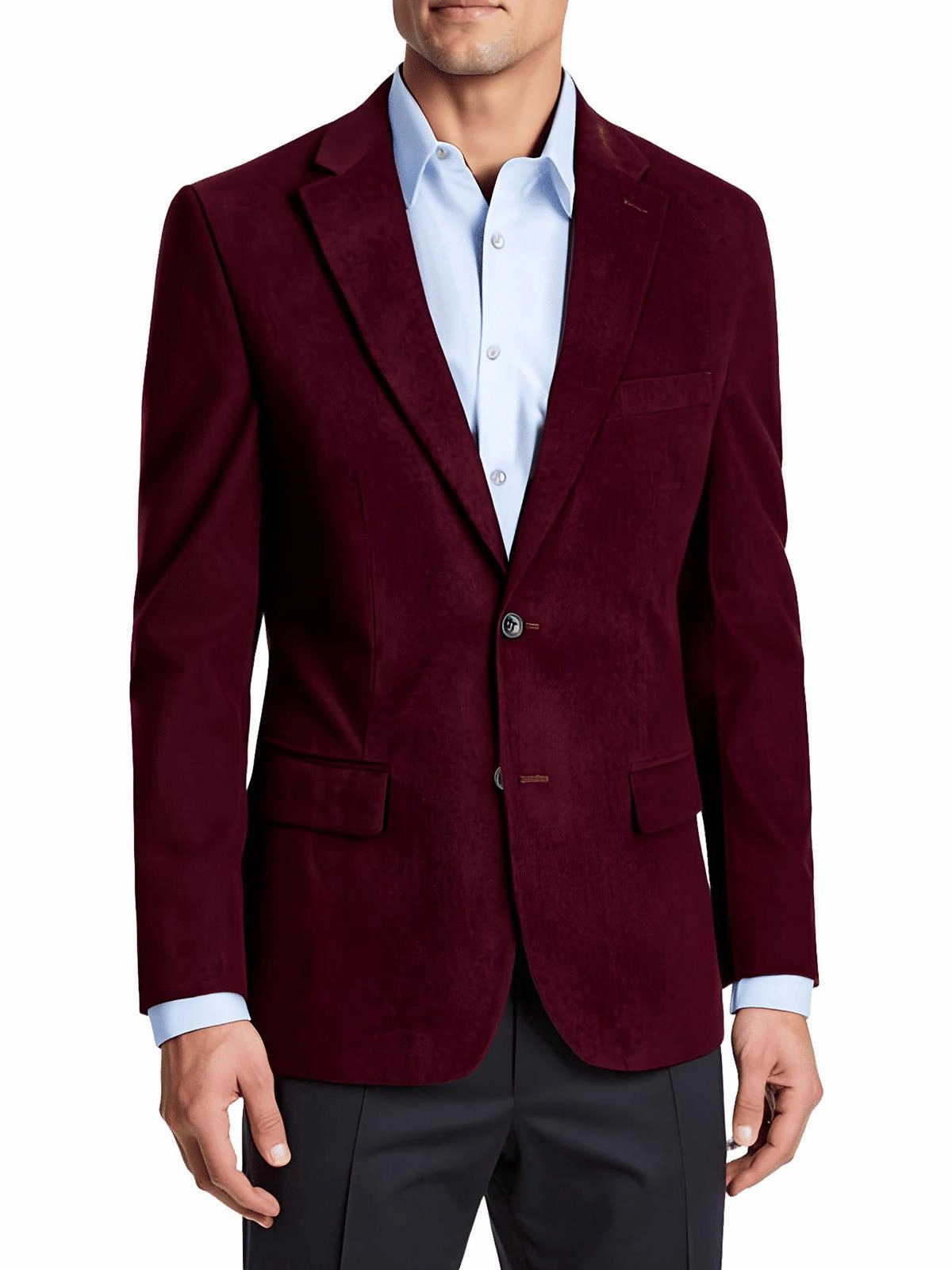 Mens Solid Corduroy Two-Button Blazer