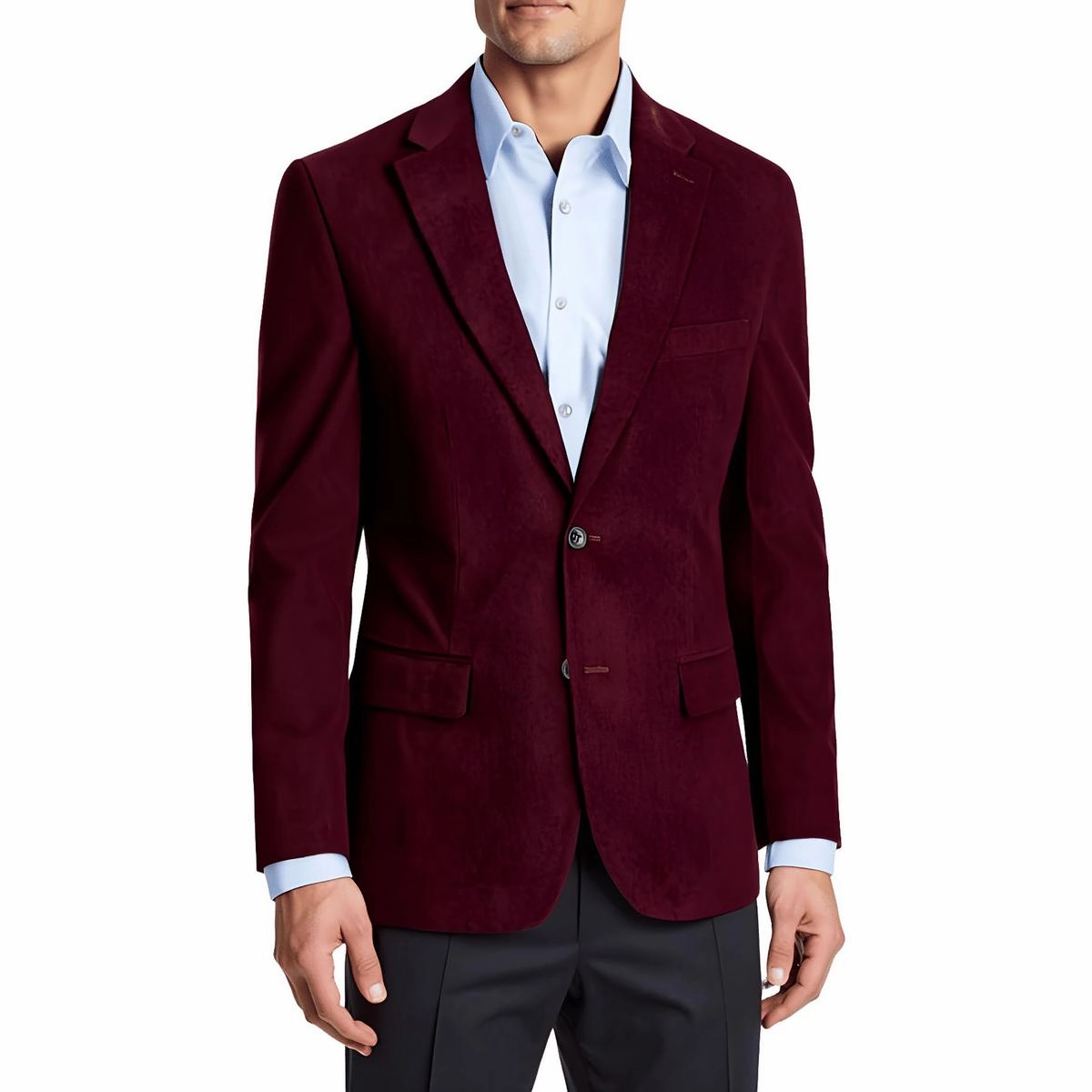 Mens Solid Corduroy Two-Button Blazer