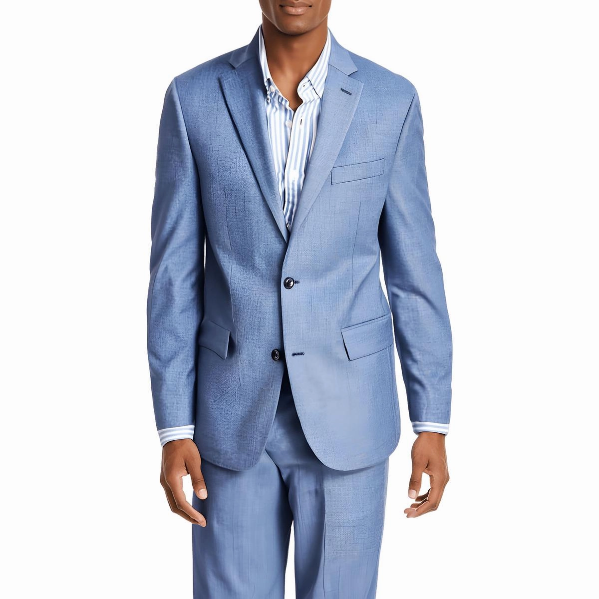 Mens Solid Knit Two-Button Blazer