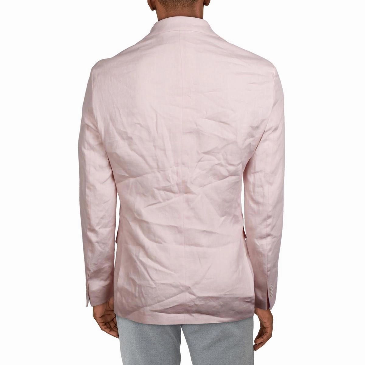 Mens Solid Linen Two-Button Blazer