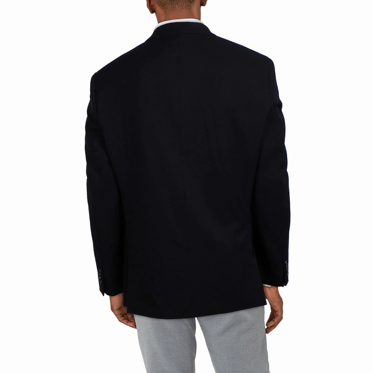 Mens Solid Polyester Two-Button Blazer