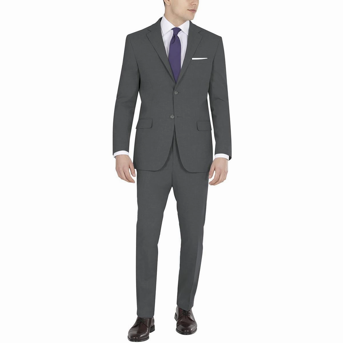 Mens Solid Polyester Two-Button Blazer