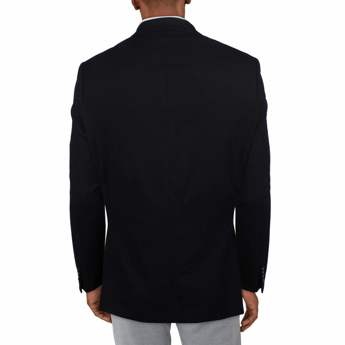 Mens Solid Polyester Two-Button Blazer