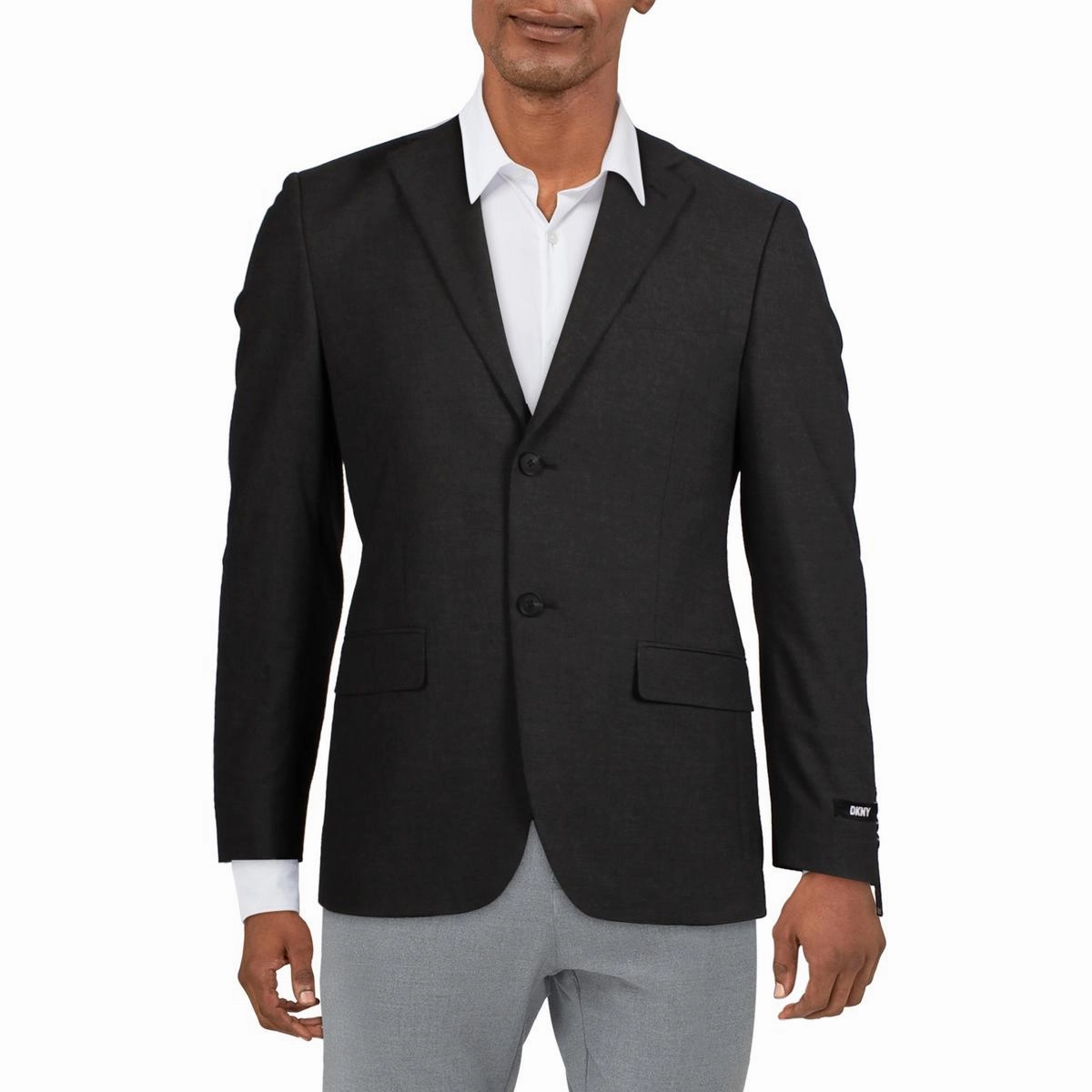 Mens Solid Polyester Two-Button Blazer