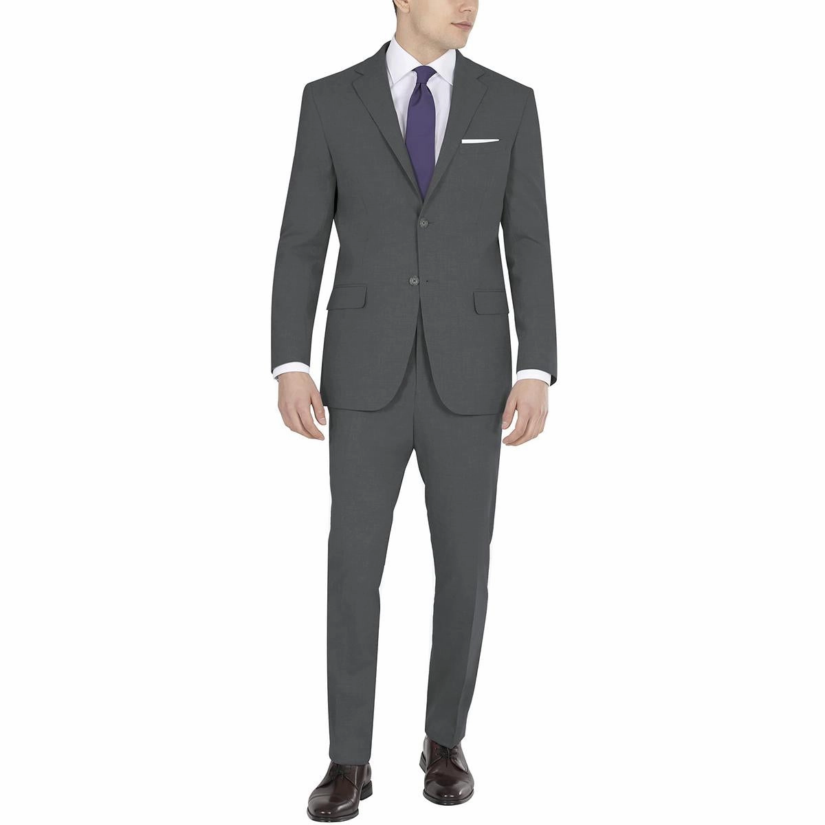Mens Solid Polyester Two-Button Blazer