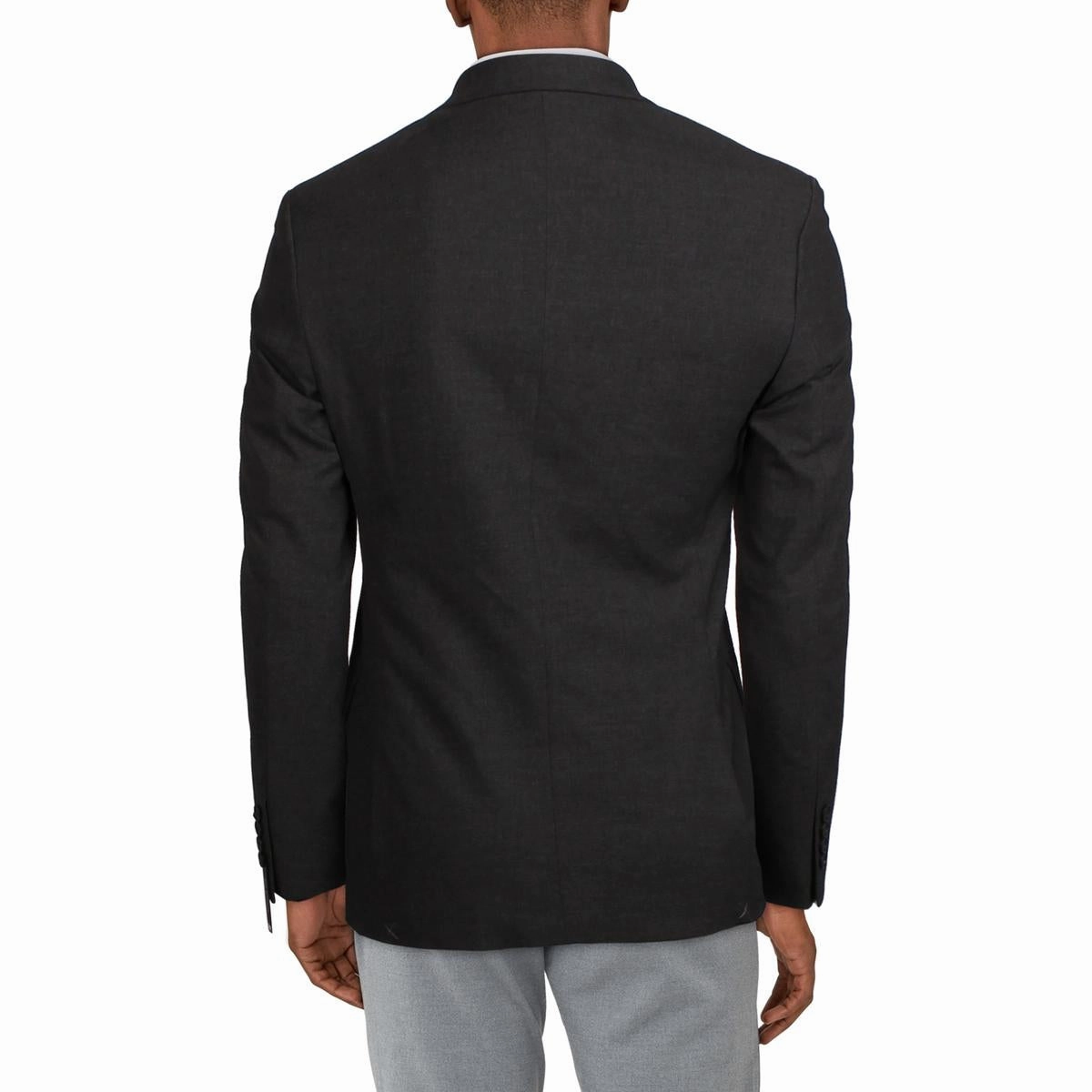 Mens Solid Polyester Two-Button Blazer