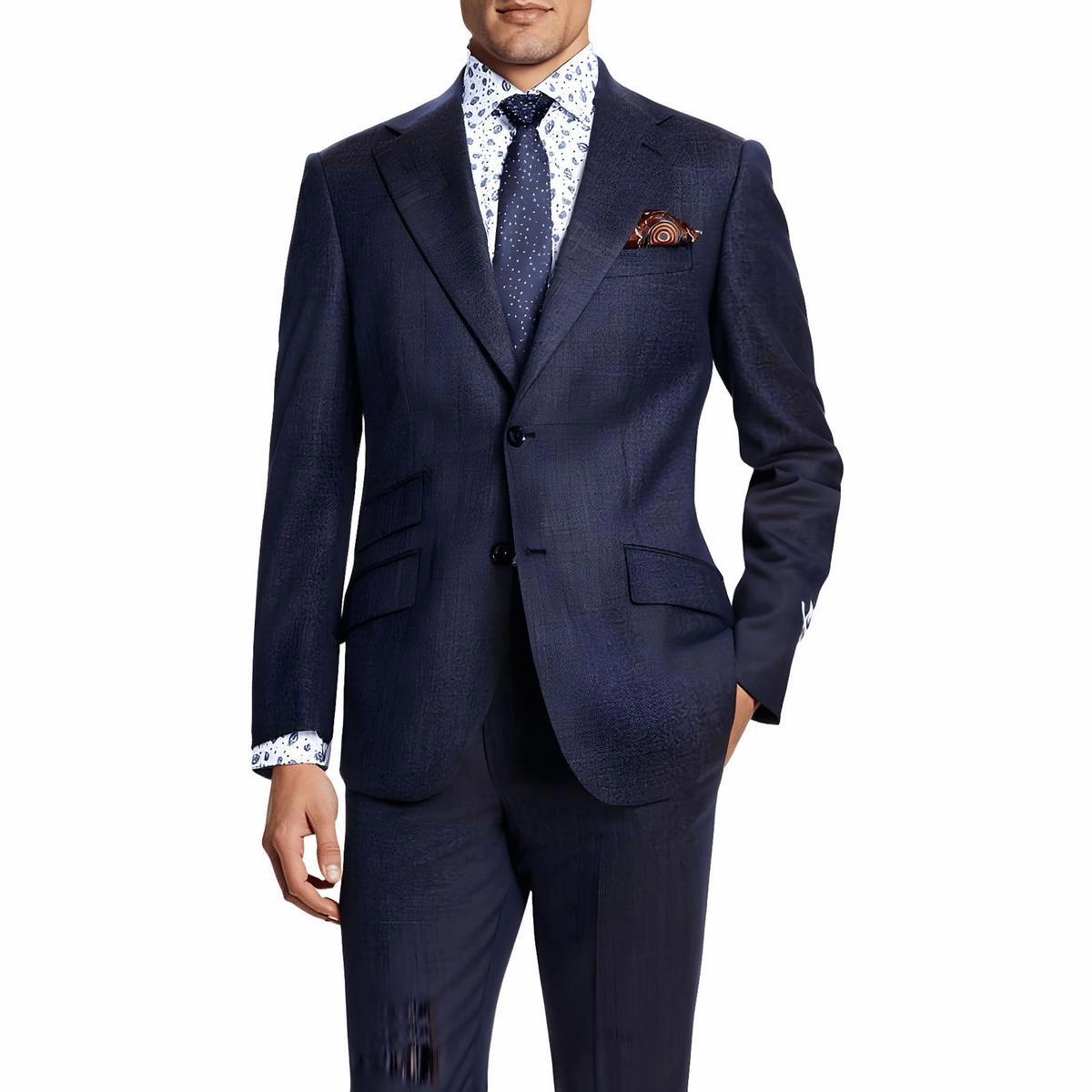 Mens Solid Wool Two-Button Blazer