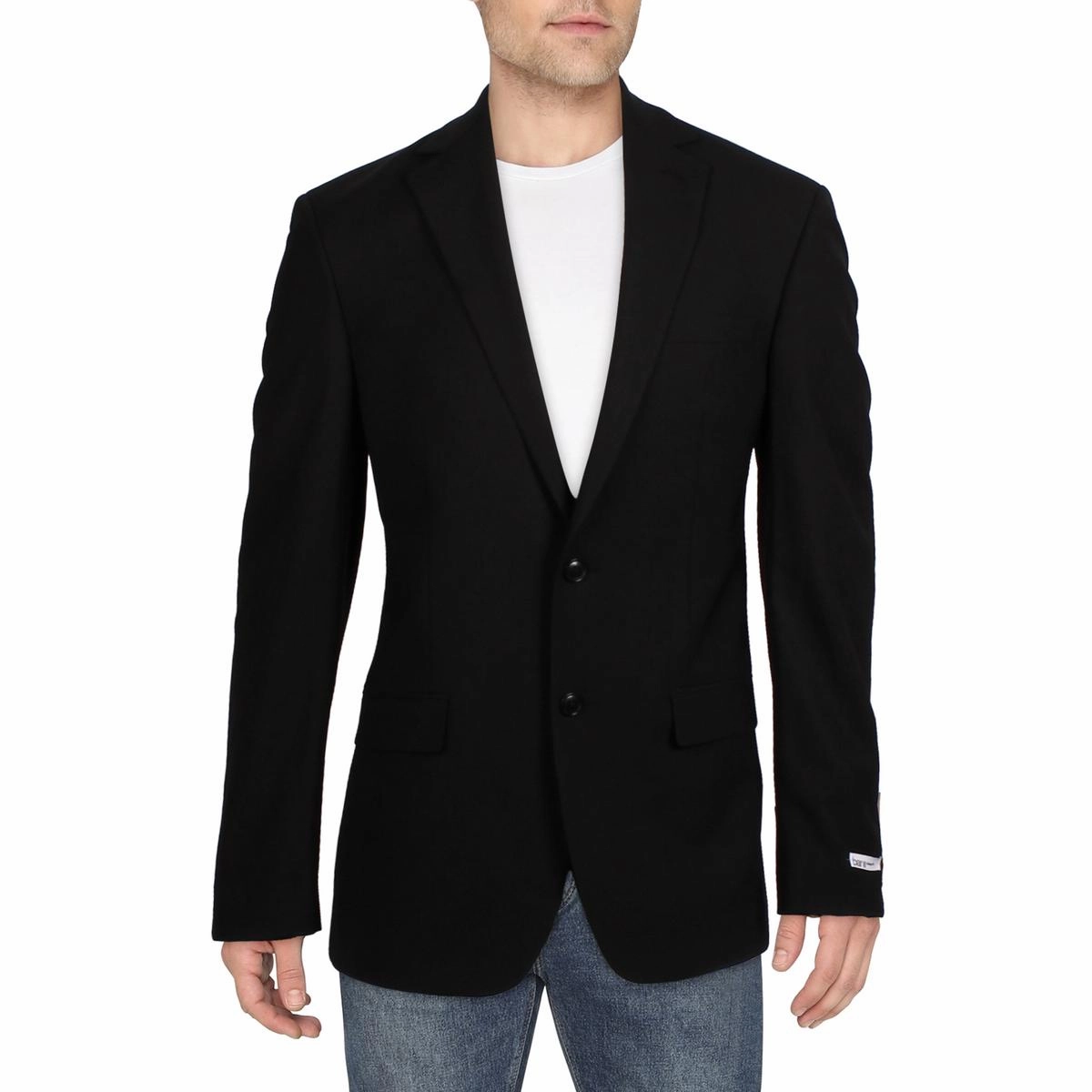 Mens Solid Wool Two-Button Blazer