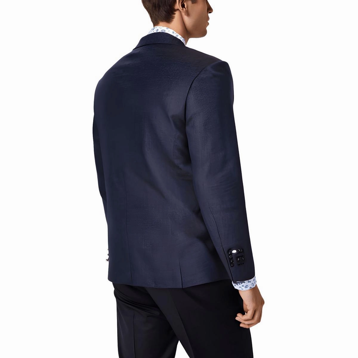 Mens Solid Wool Two-Button Blazer