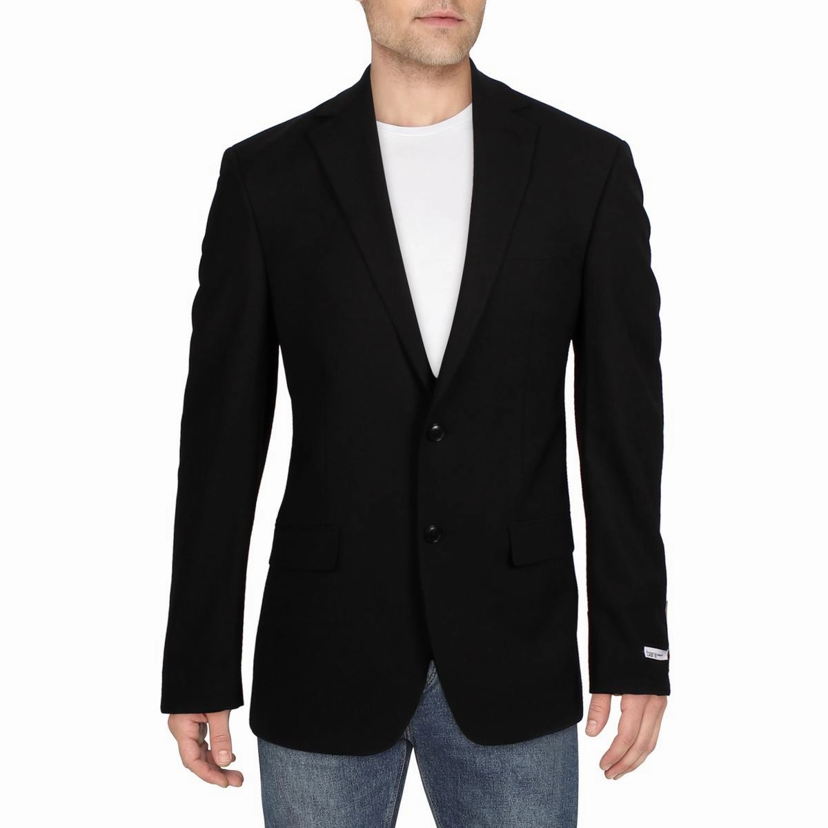 Mens Solid Wool Two-Button Blazer