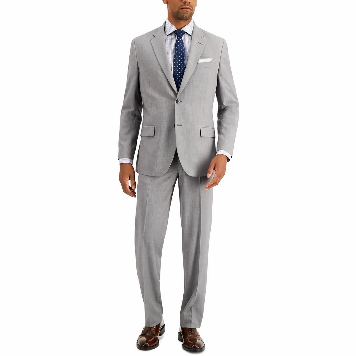 Mens Stretch Polyester Two-Button Suit