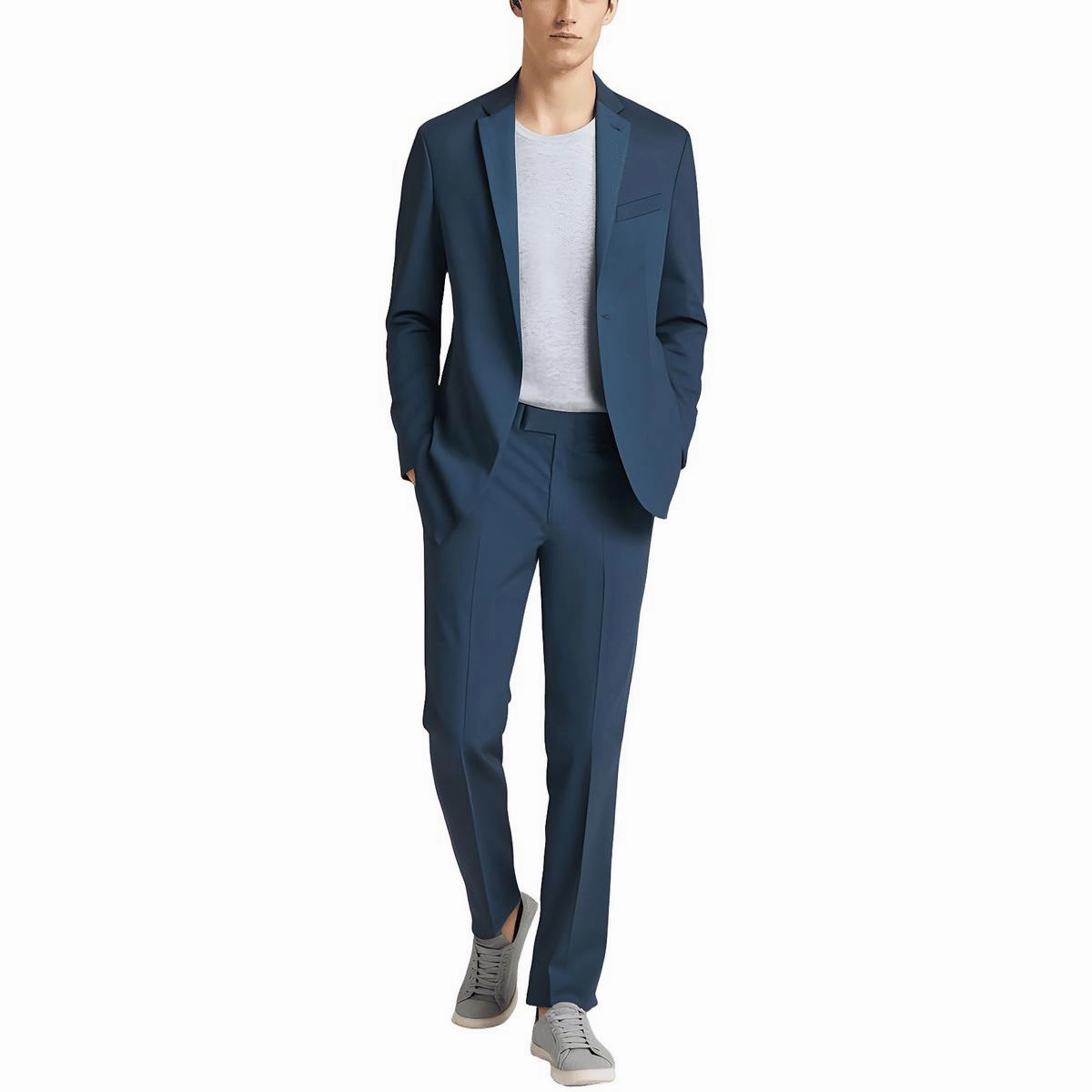 Mens Stretch Polyester Two-Button Suit