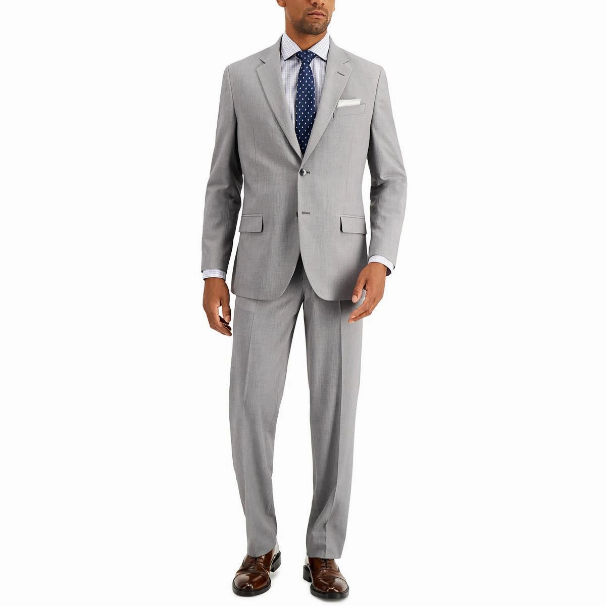 Mens Stretch Polyester Two-Button Suit