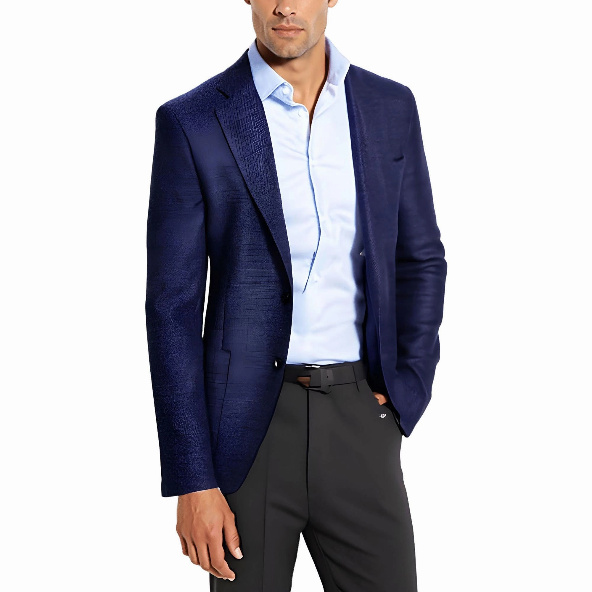 Mens Textured Wool Two-Button Blazer