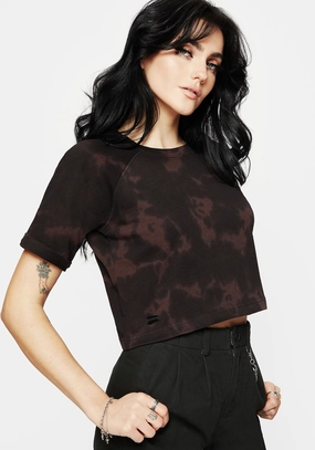 Mercury Tie Dye Boxy Crop Cotton Tee Tops Womens - women's blouses clearance