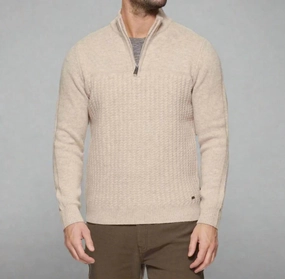 Merino Cable Knit Zip Sweater In Beige knit sweaters cheap