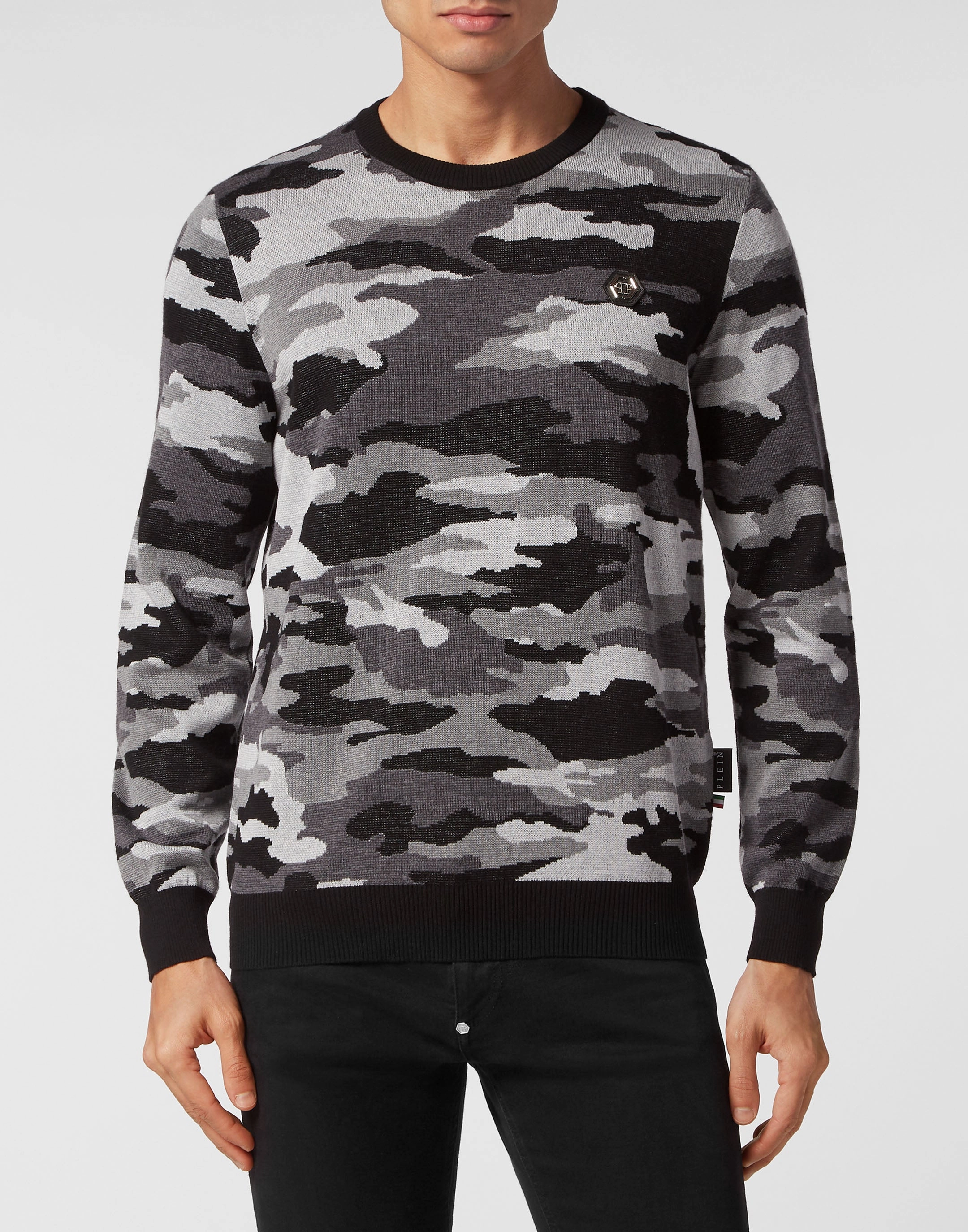 Merino Wool Pullover Round Neck LS Camouflage