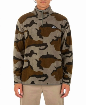 Mesa Windchill Quarter Zip Pullover Fleece Jacket In Medium Olive chunky knit discount