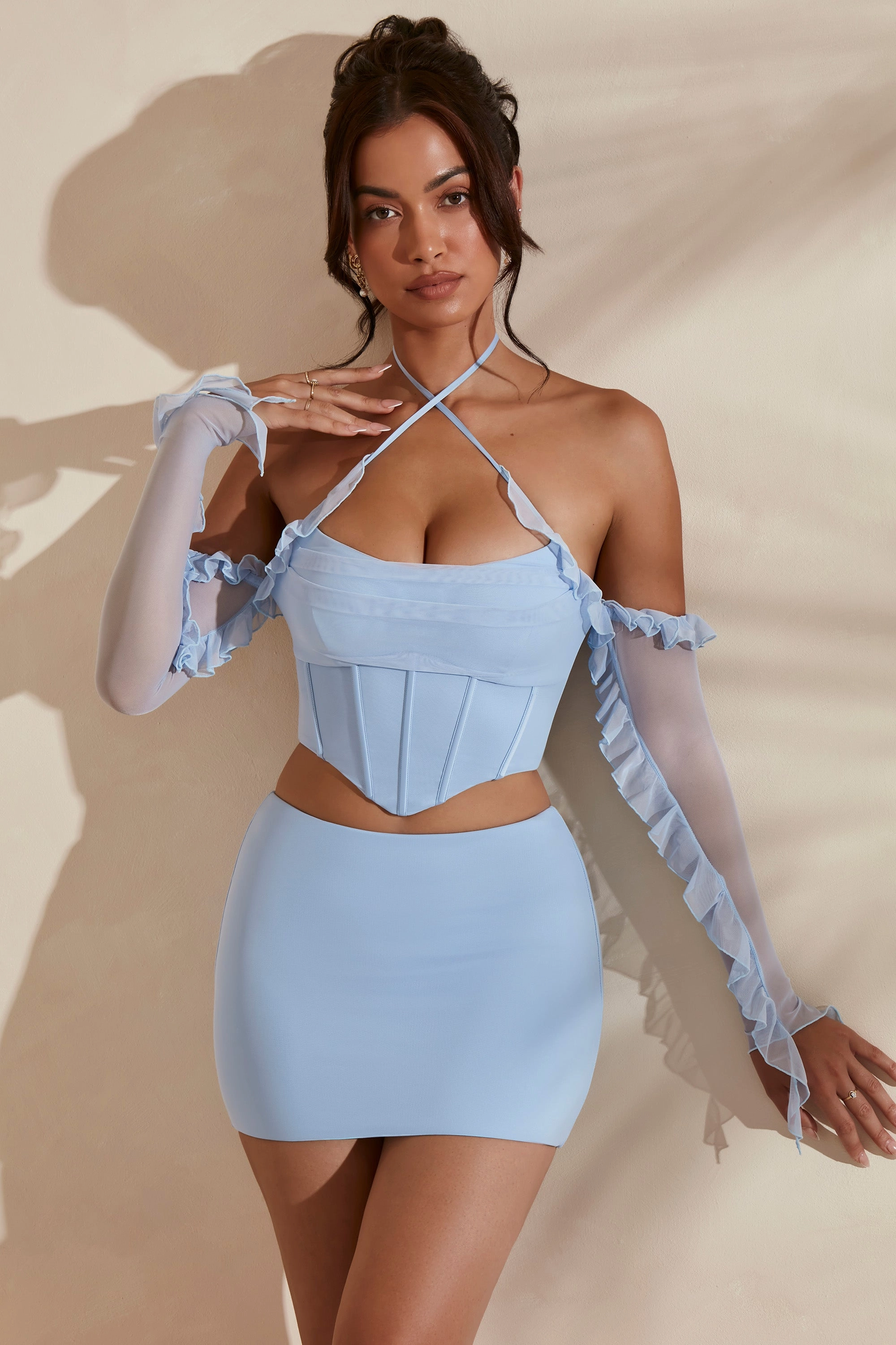 Micro Mini Skirt in Light Blue Bottoms Womens - women's pants clearance