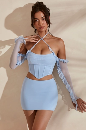 Micro Mini Skirt in Light Blue Bottoms Womens - women's pants clearance