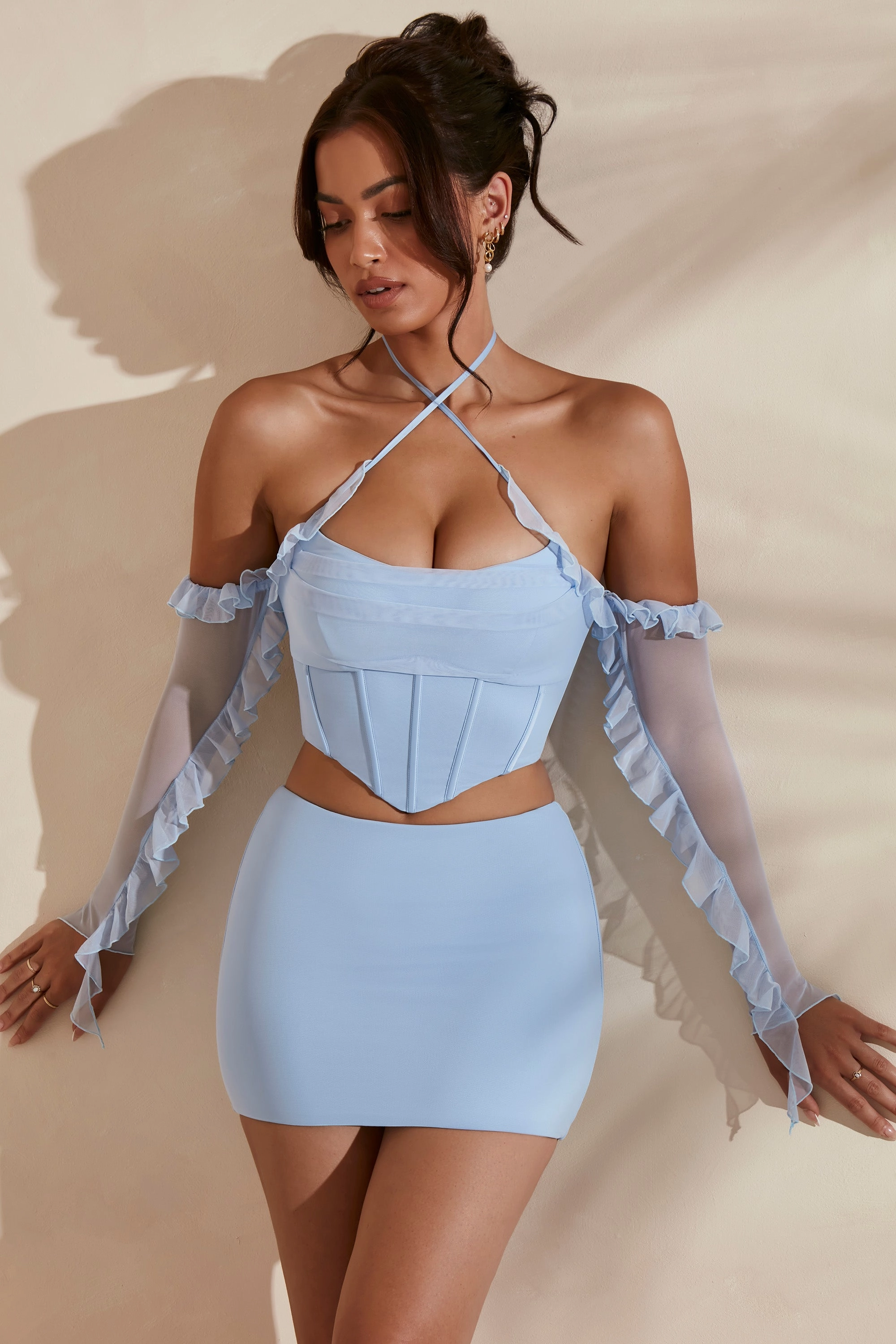 Micro Mini Skirt in Light Blue
