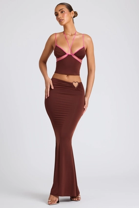 Mid Rise Maxi Skirt in Chocolate Brown Bottoms Womens - women's pants clearance