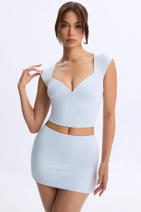 Mid-Rise Micro Mini Skirt in Dusty Blue Bottoms Womens - women's pants clearance