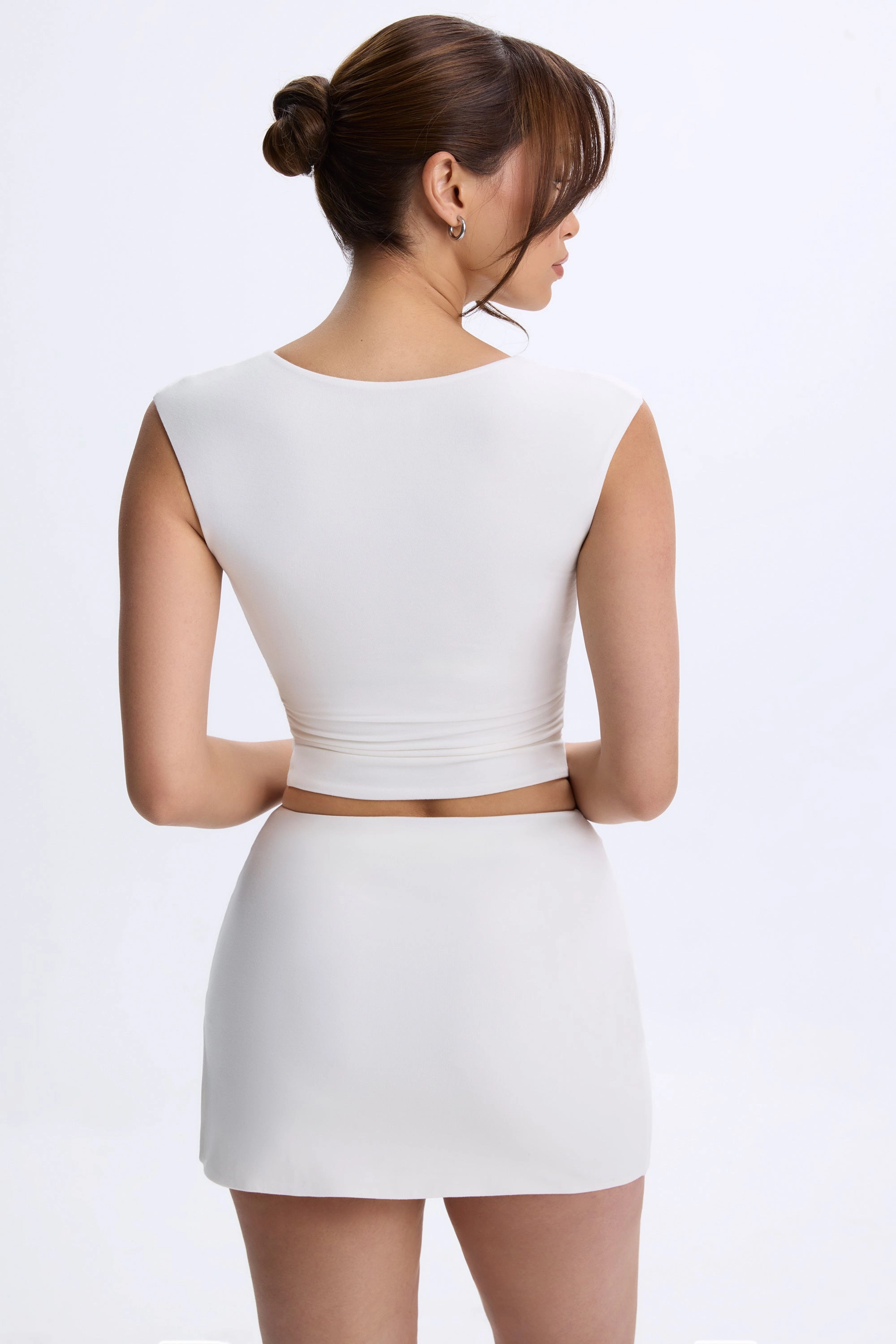 Mid-Rise Micro Mini Skirt in White