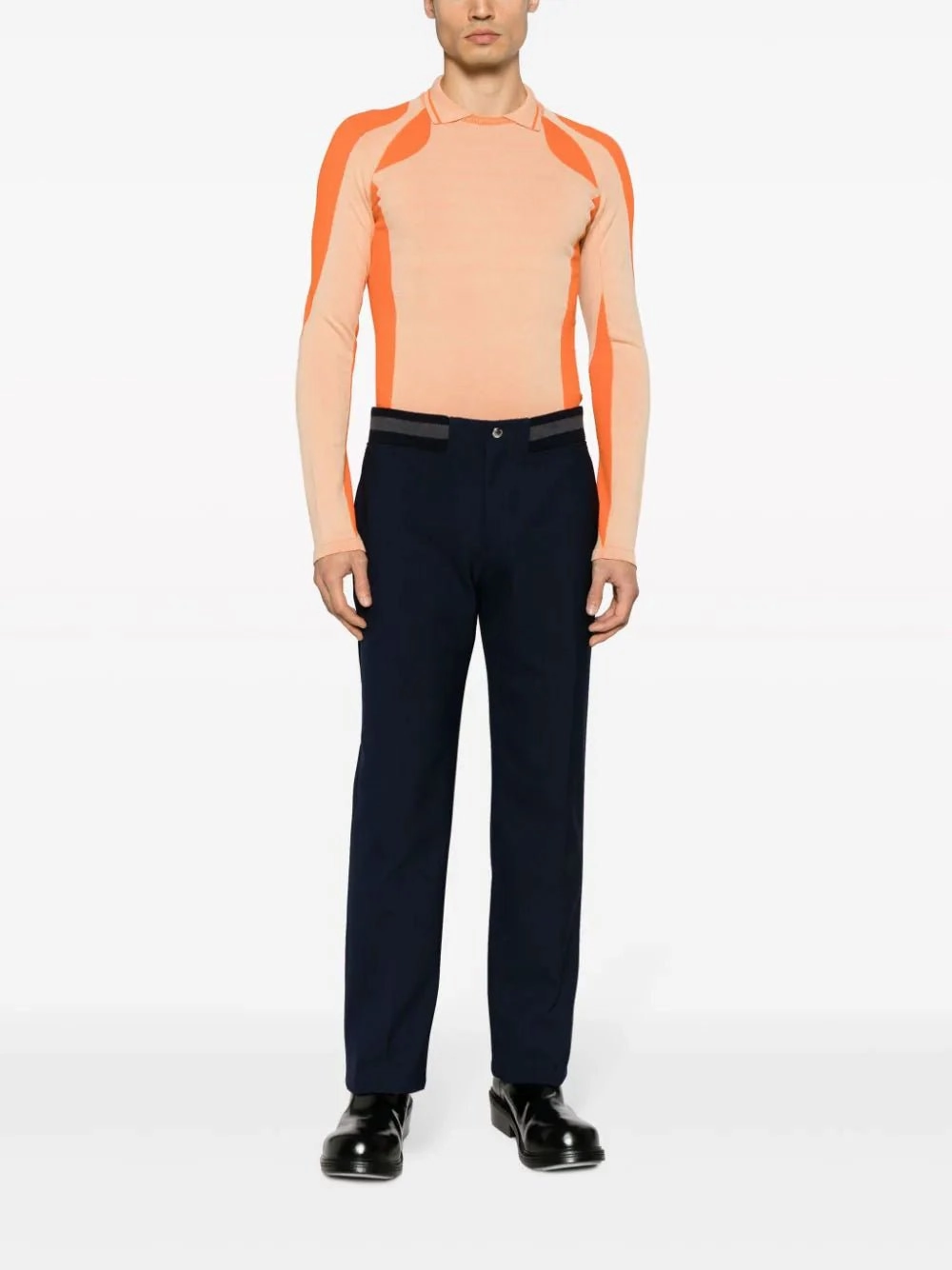 Mid-Rise Stripe-Detail Trousers