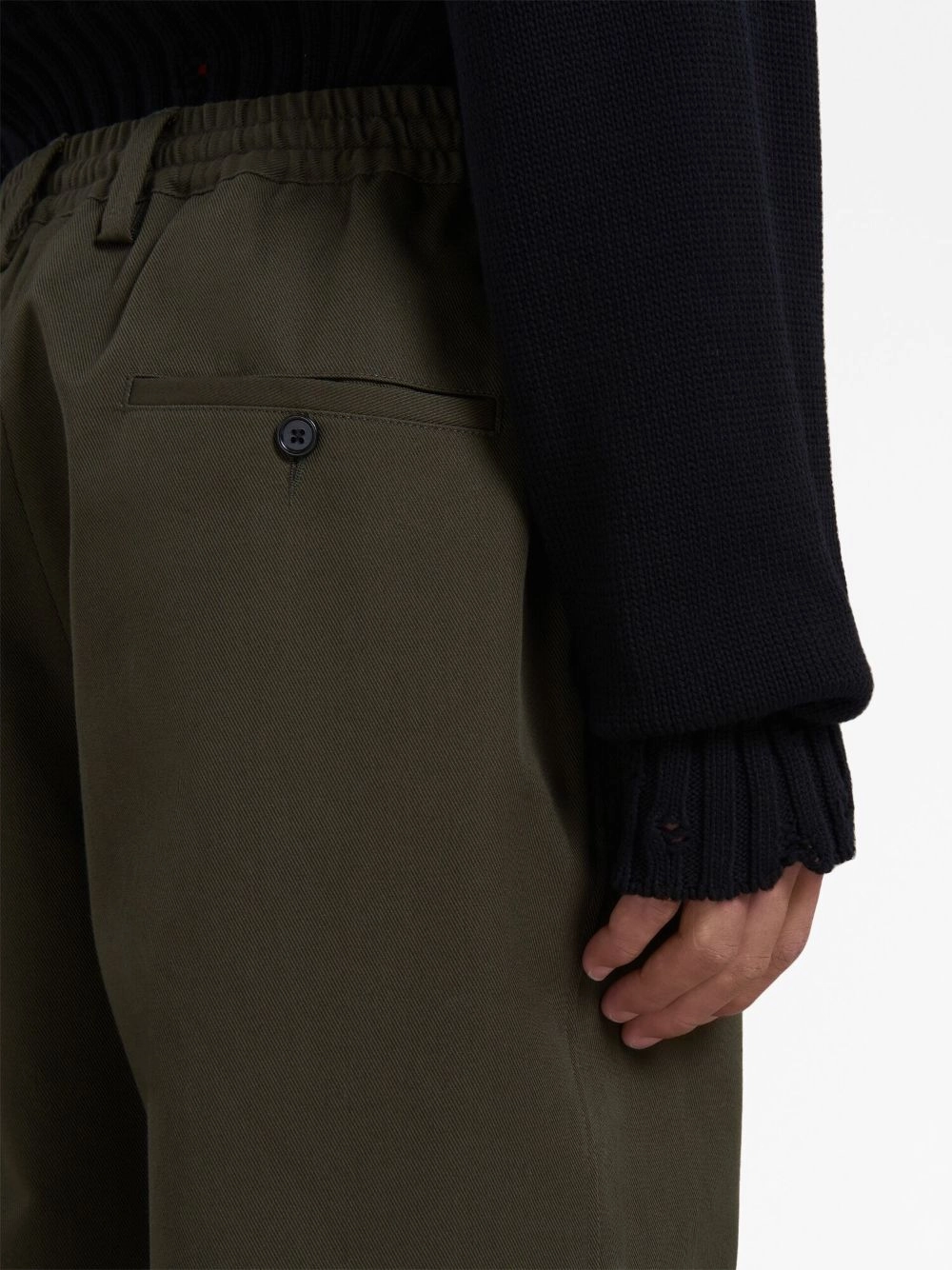 Mid-Rise Tapered-Leg Cotton Trousers
