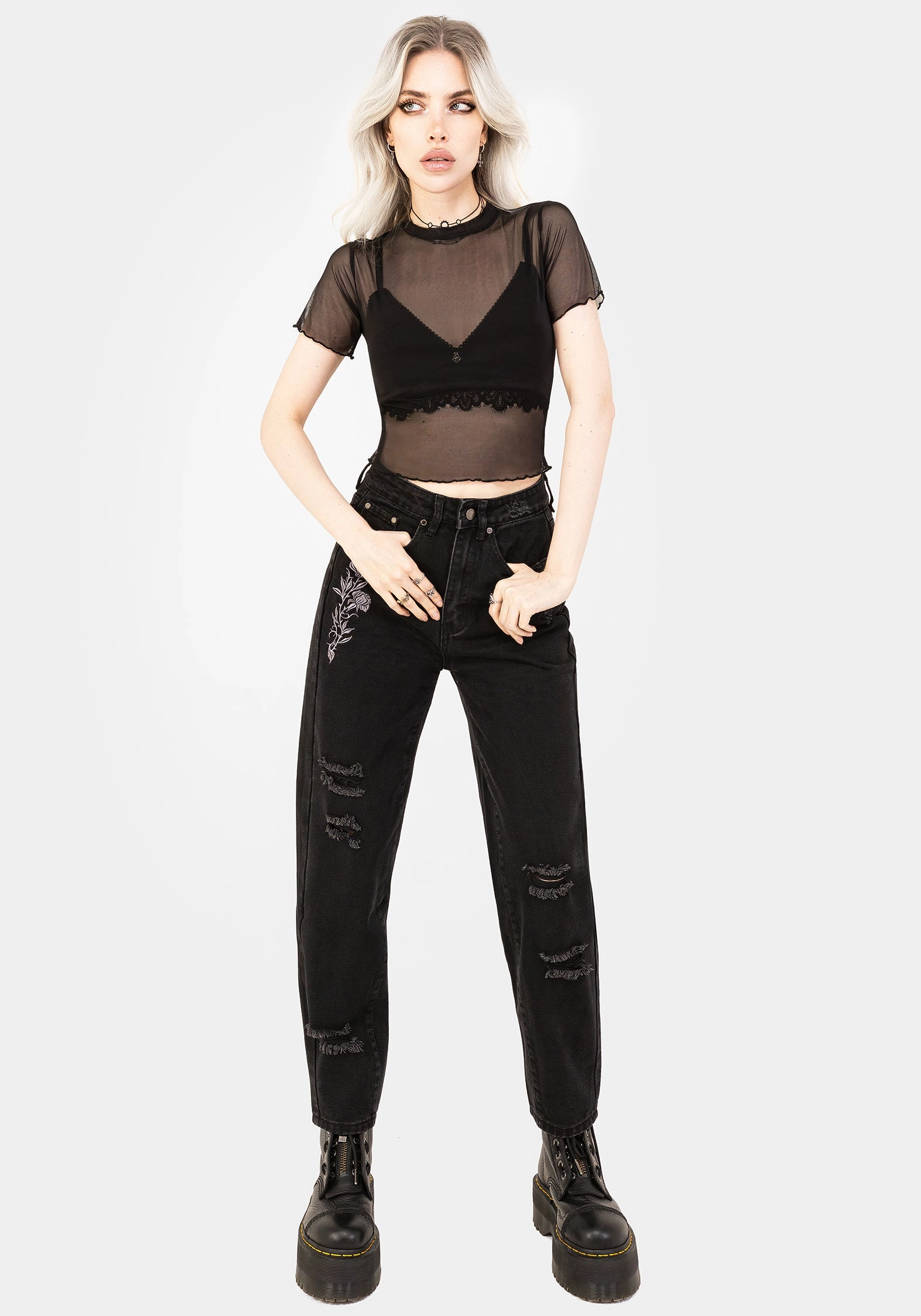 Mirage Mesh Lettuce Edge Crop Tee