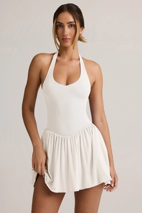 Modal Backless Halterneck Mini Dress in White Dresses outlet online