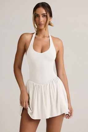 Modal Backless Halterneck Mini Dress in White Dresses - cocktail dresses sale